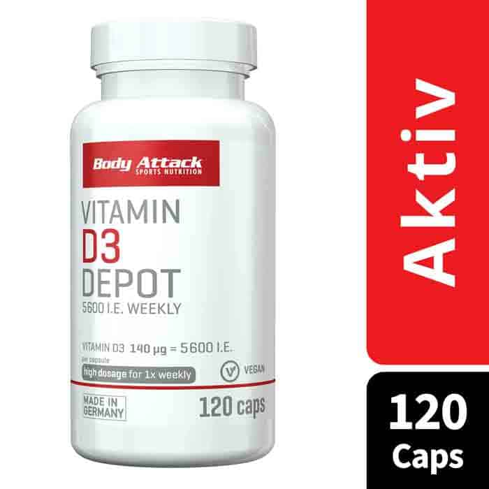 BodyAttack Vitamin D3 Depot 120 Kaps