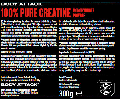 BodyAttack 100% PURE CREATINE 300g