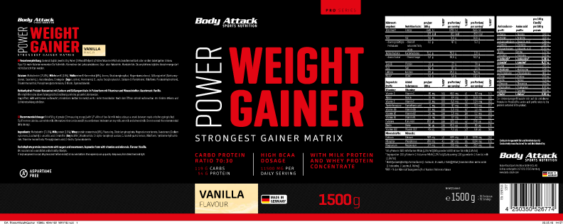 BodyAttack PowerWeightGainer 1,5kg